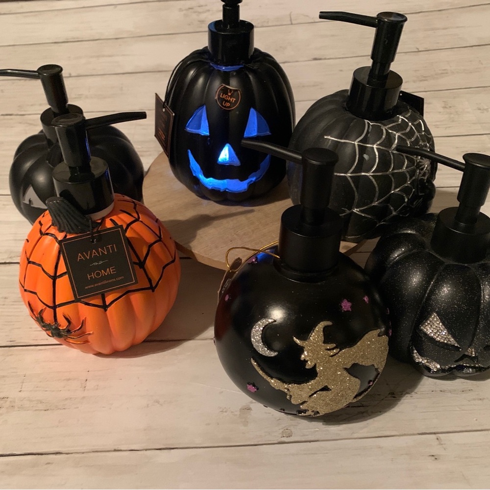 Halloween Orange Pumpkin Soap Lotion Pump Dispenser HAPPY